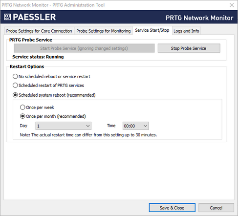 PRTG Administration Tool Start and Stop Service PRTG Administration Tool Start and Stop Service