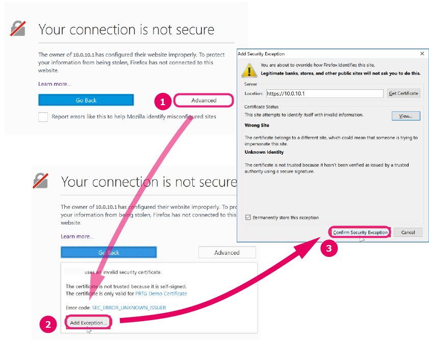 SSL Warning in Firefox SSL Warning in Firefox